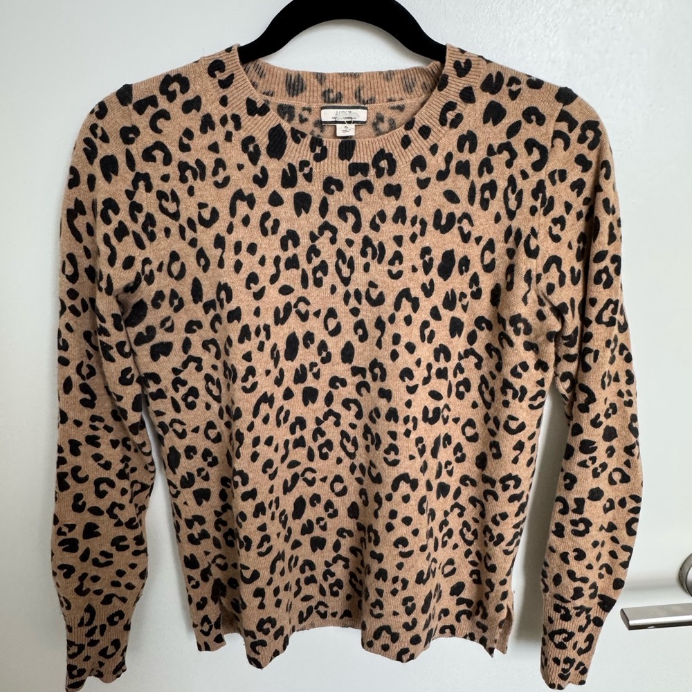J. Crew Cashmere Leopard Print Sweater